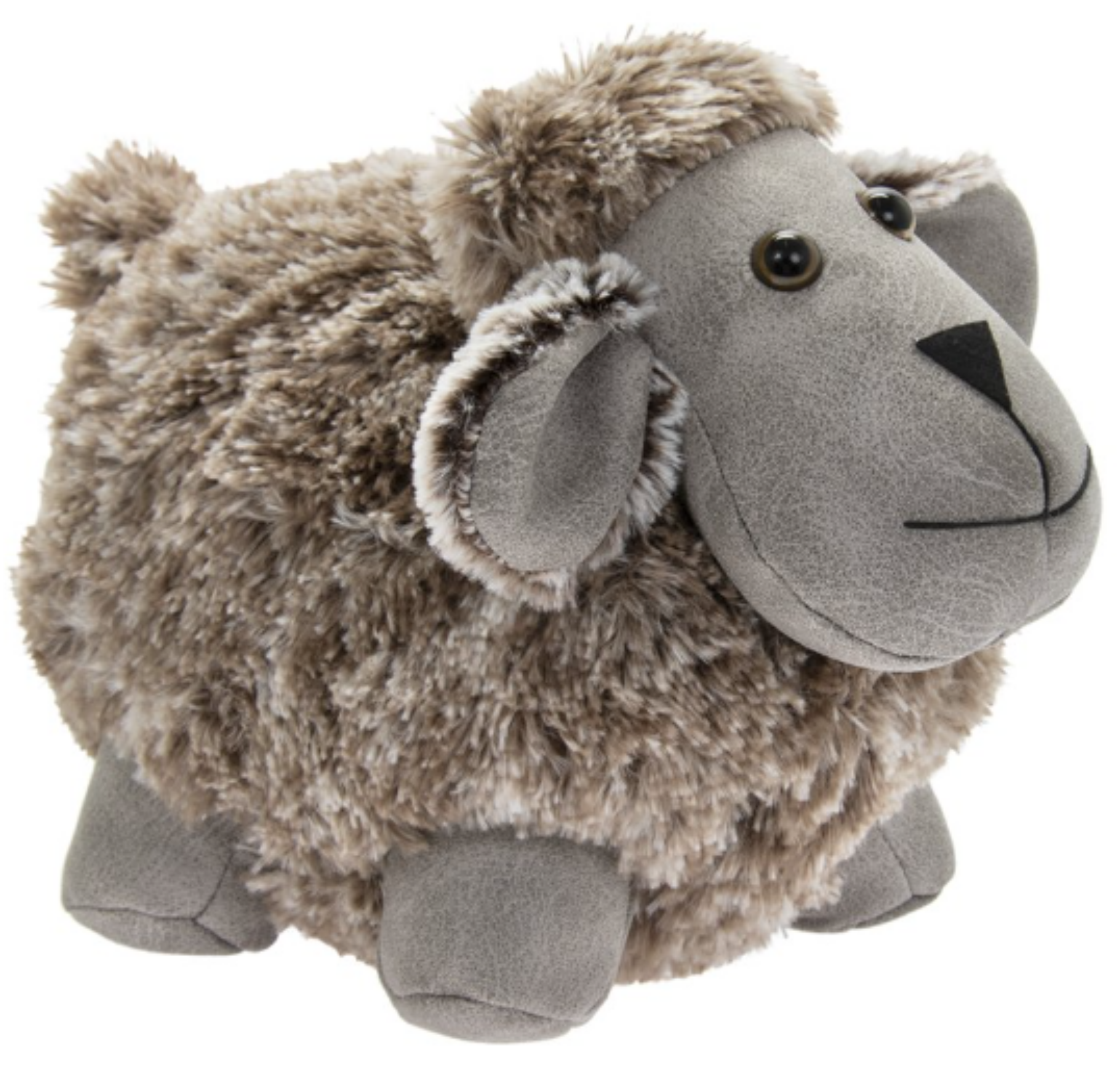 Sheep shaped doorstop in grey faux fur, heavyweight, novelty Sheep lover  gift