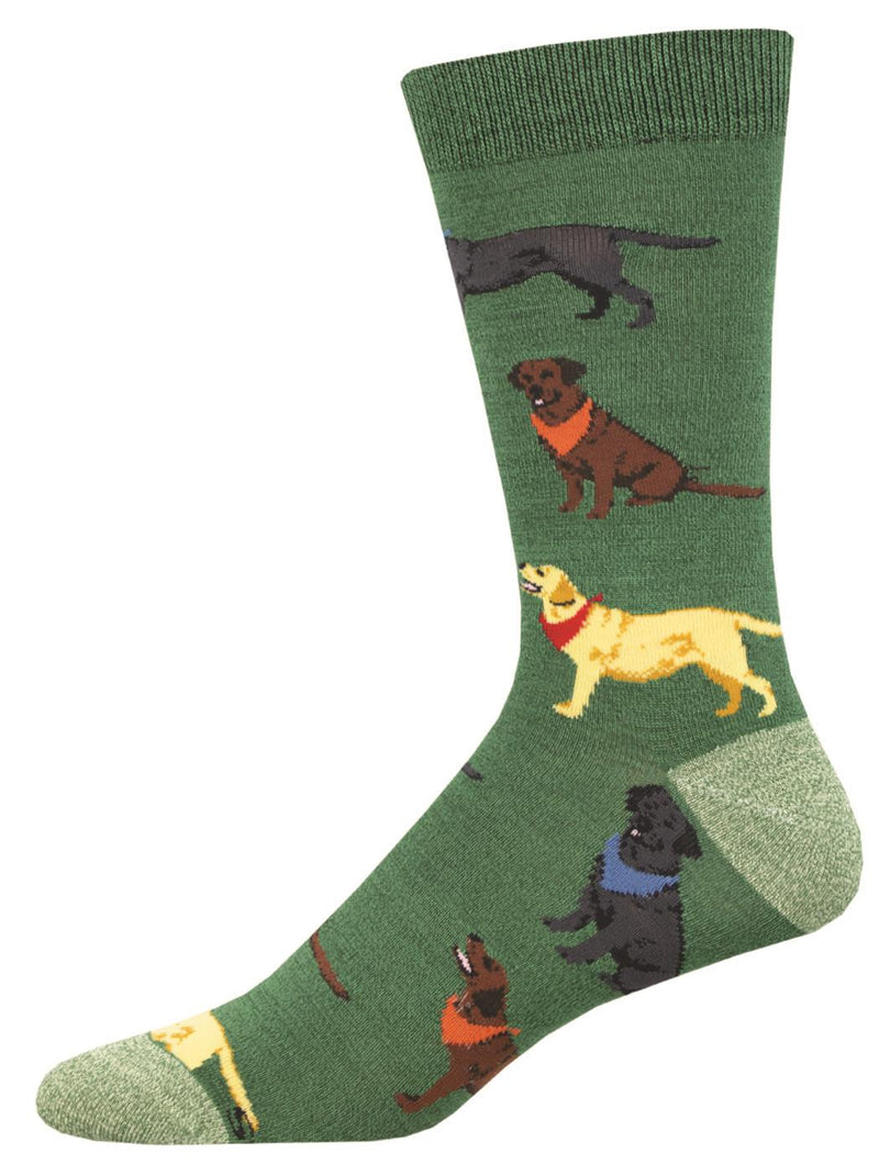 Socksmith 'LOVING LABRADORS' Labrador design Men's quality Bamboo mix crew socks, bright colours and fun design, one size (fits UK size 6.5 to 11.5)