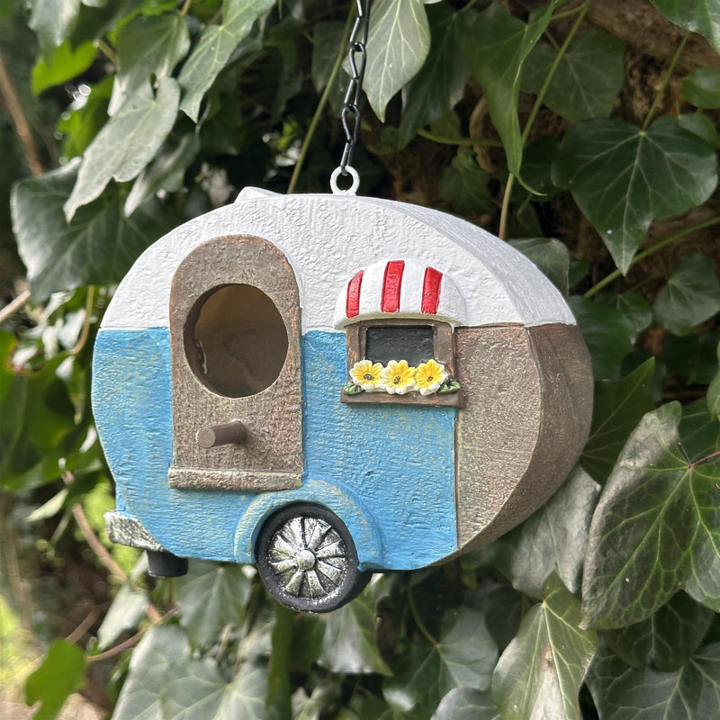 Novelty Caravan shaped Bird House Nest Box, gift boxed