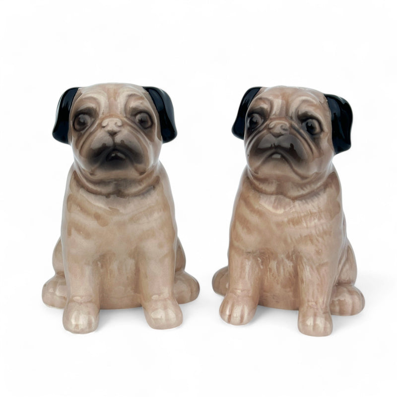 Pug design ceramic Salt & Pepper cruet set by Lesser & Pavey, boxed