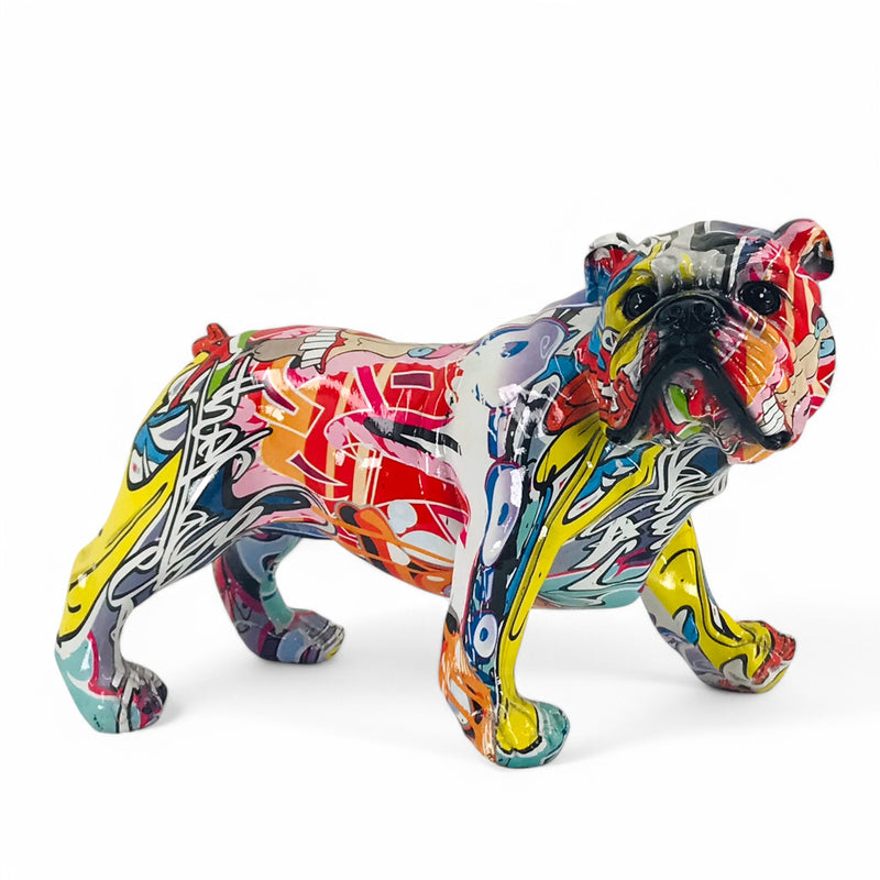 Graffiti Art English Bulldog figurine, bright coloured glossy finish, boxed