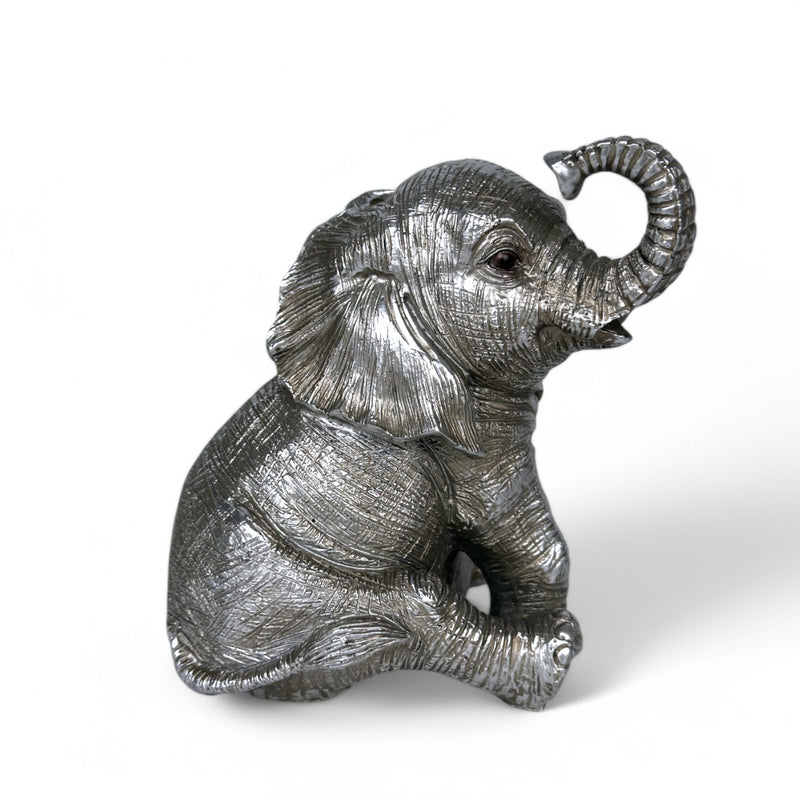 Sitting Elephant Calf ornament from the Leonardo Reflections Silver range, gift boxed