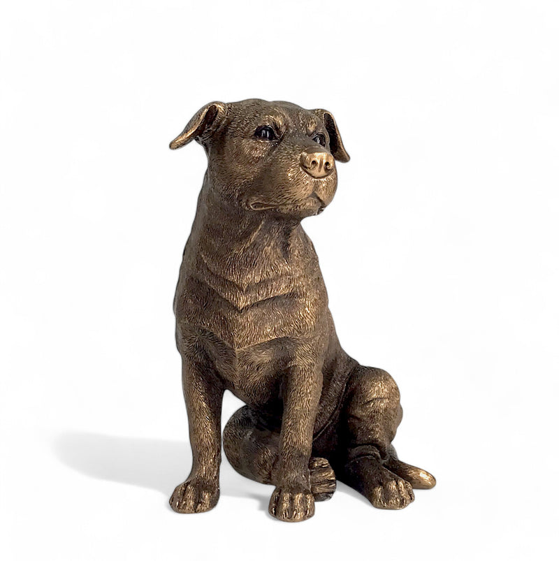 Staffordshire Bull Terrier ornament figurine from the Leonardo Reflections Bronzed range, gift boxed