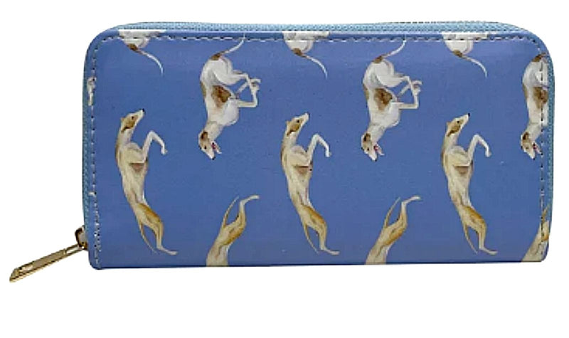 Ladies Greyhound Purse Wallet Black Blue zipped multi compartment Dog lover gift[Blue]