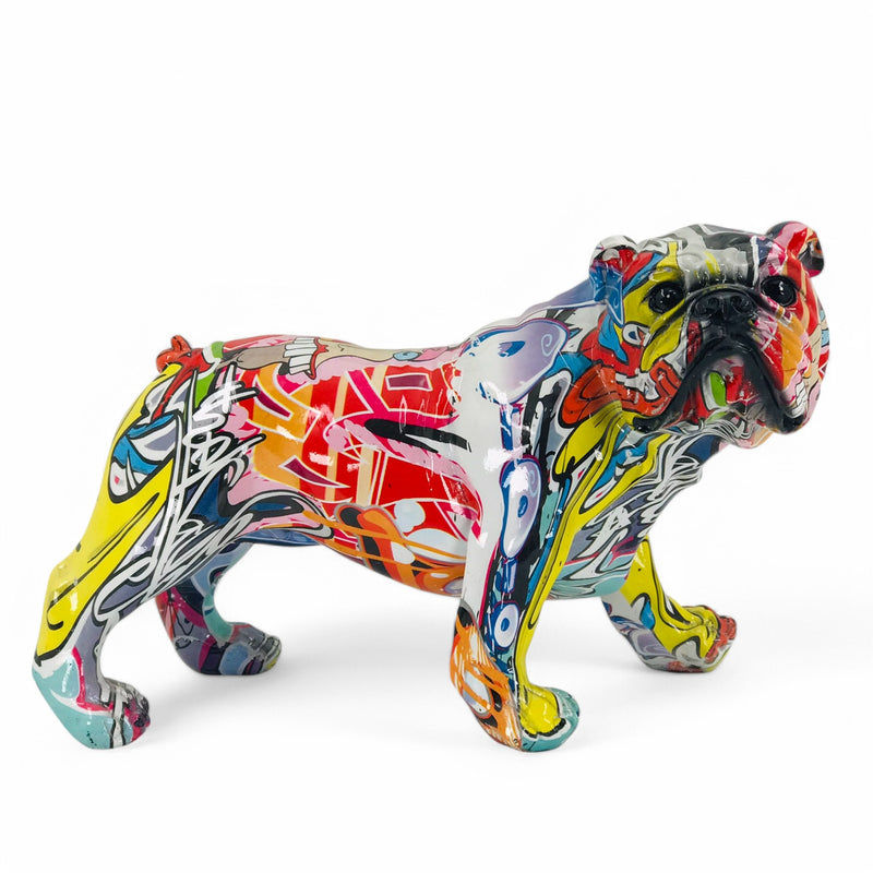 Graffiti Art English Bulldog figurine, bright coloured glossy finish, boxed