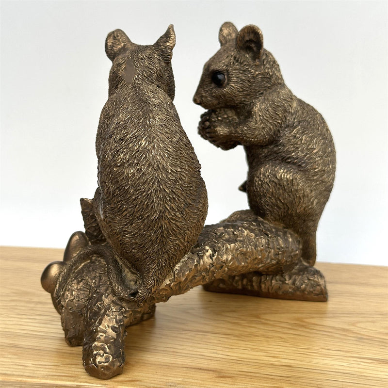 Two Mice on Branch figurine, Leonardo Reflections Bronzed range, gift boxed