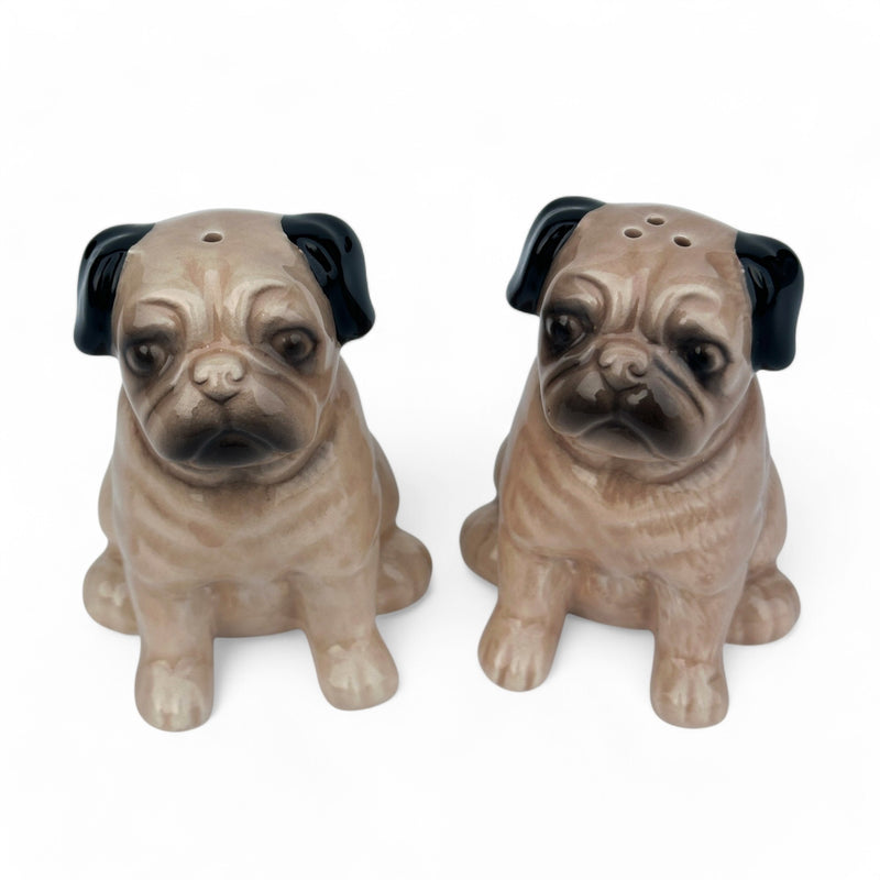 Pug design ceramic Salt & Pepper cruet set by Lesser & Pavey, boxed