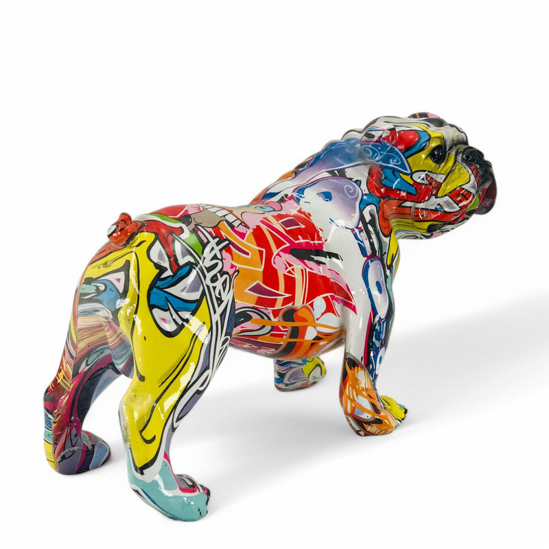 Graffiti Art English Bulldog figurine, bright coloured glossy finish, boxed