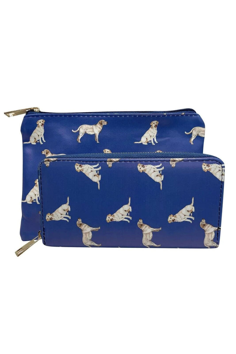 Ladies Labrador Purse Wallet Blue zipped multi compartment Lab Dog lover gift