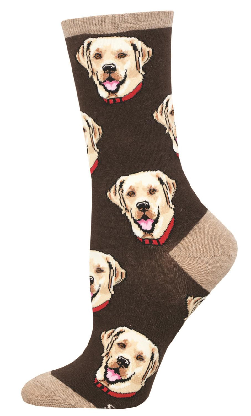 Socksmith 'Labrador' design Women's quality Cotton mix crew socks, bright colours and fun design, one size (fits UK size 3 to 8.5)