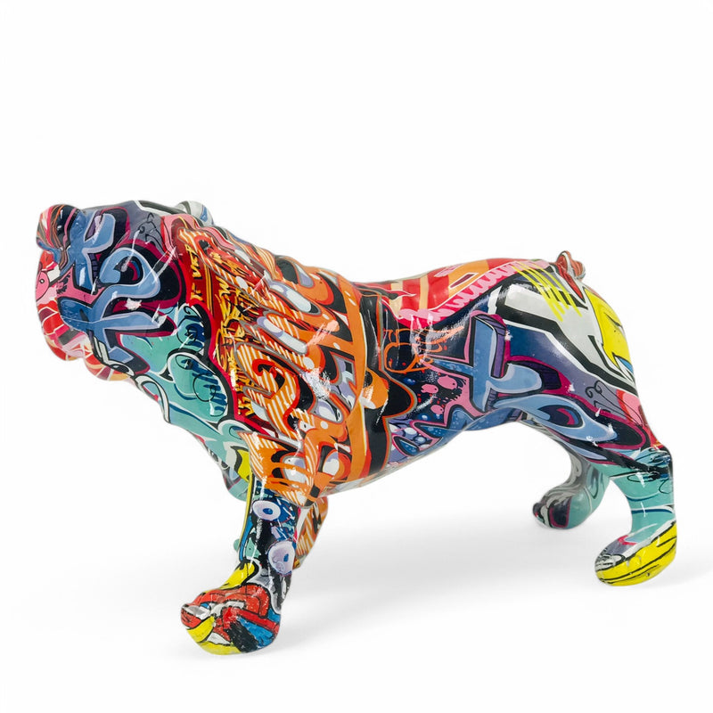 Graffiti Art English Bulldog figurine, bright coloured glossy finish, boxed