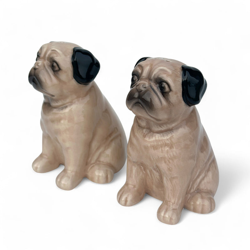 Pug design ceramic Salt & Pepper cruet set by Lesser & Pavey, boxed