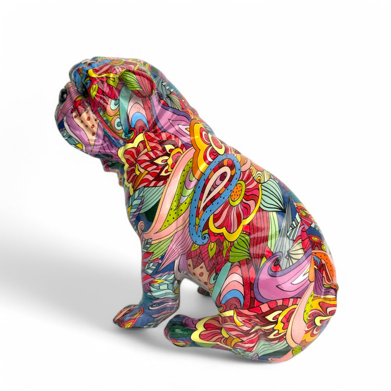 GROOVY ART bright colour sitting English Bulldog figurine