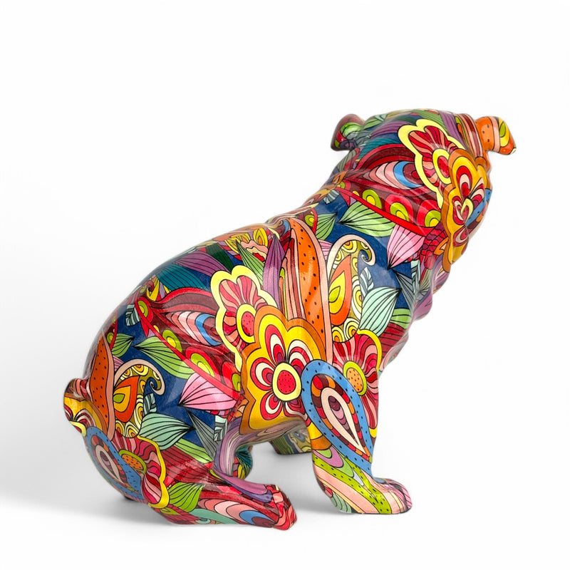 GROOVY ART bright colour sitting English Bulldog figurine