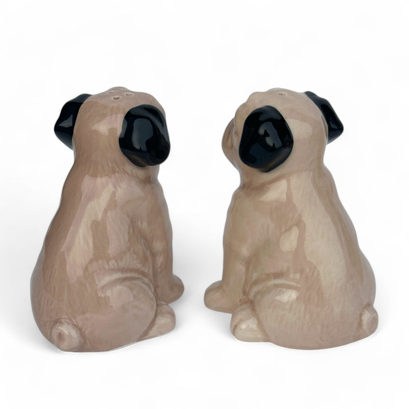 Pug design ceramic Salt & Pepper cruet set by Lesser & Pavey, boxed