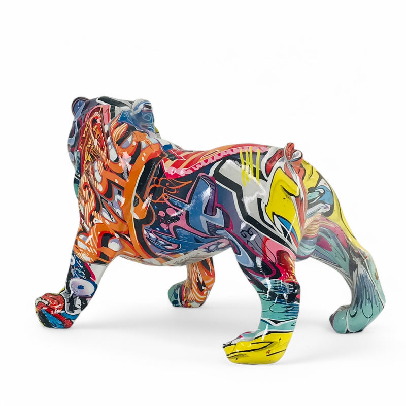 Graffiti Art English Bulldog figurine, bright coloured glossy finish, boxed