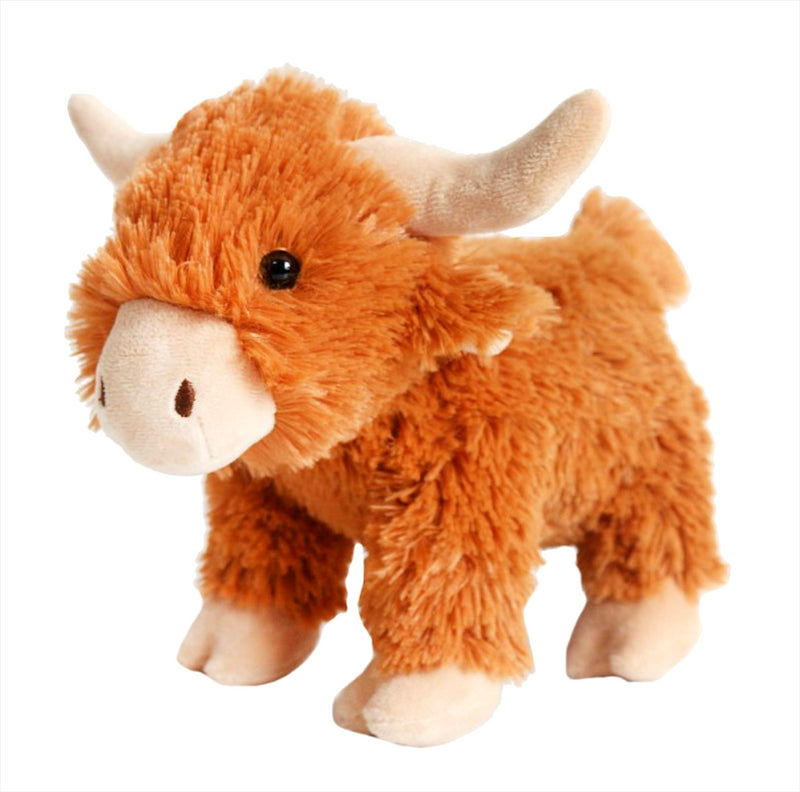 Super cuddly standing Highland Cow Soft Toy by RPET PALS, made from recycled bottles, 24cm long