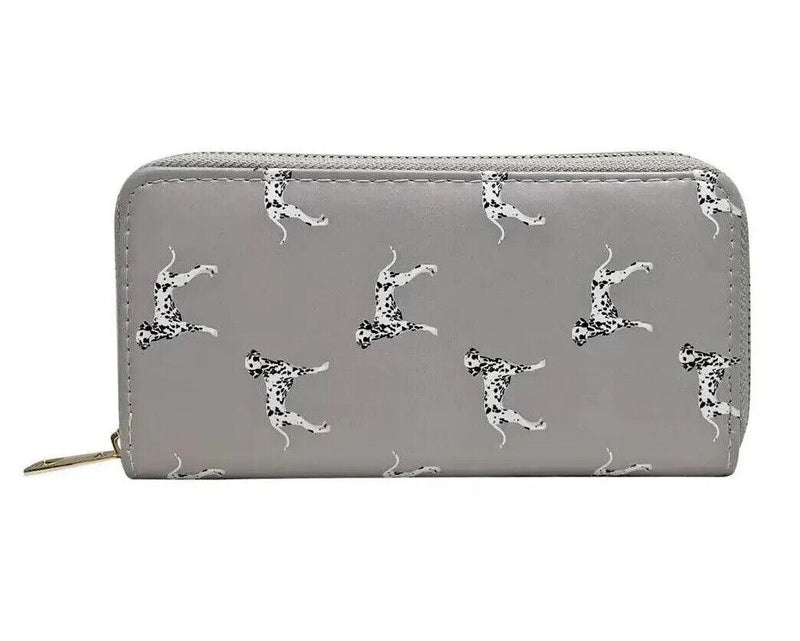 Ladies Dalmatian Purse Wallet zipped multi compartment novelty Dog lover gift[Grey]