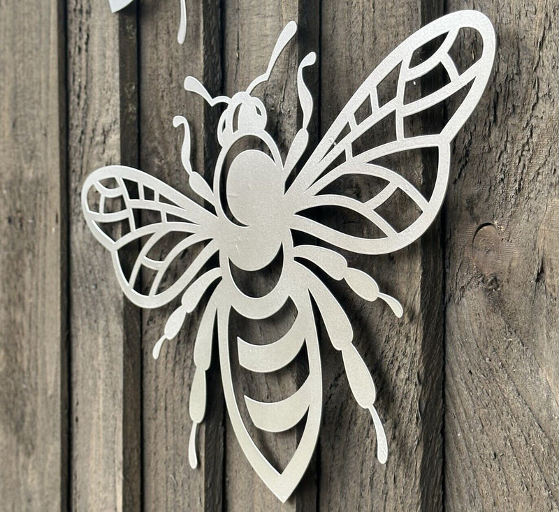 Large Bee decorations SET of 2 x 40cm metal fence wall art decor bee lover gift