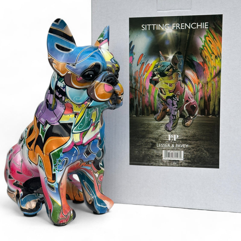 New Graffiti Street Art design sitting French Bulldog 'Frenchie' ornament figurine by Lesser & Pavey (22cm)