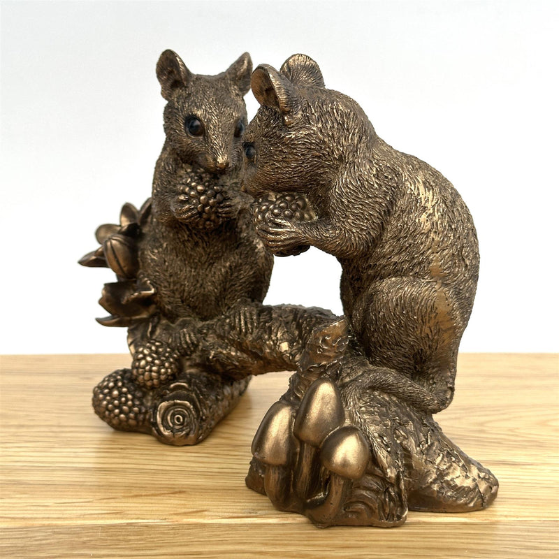 Two Mice on Branch figurine, Leonardo Reflections Bronzed range, gift boxed