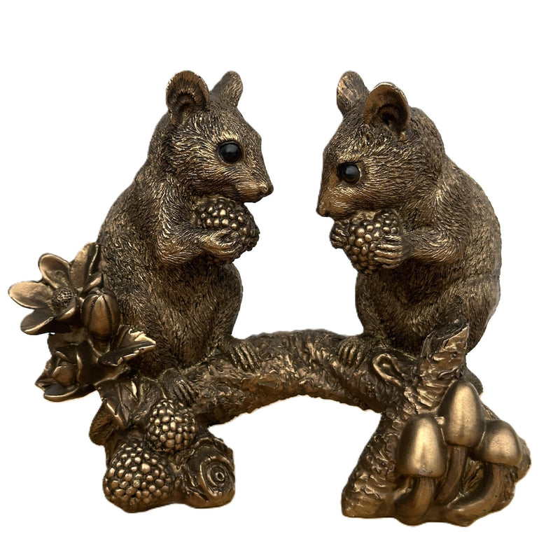 Two Mice on Branch figurine, Leonardo Reflections Bronzed range, gift boxed