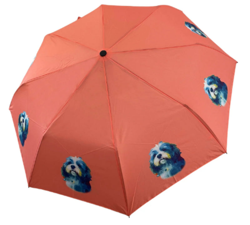 Folding Umbrella with watercolour style print - Shih Tzu