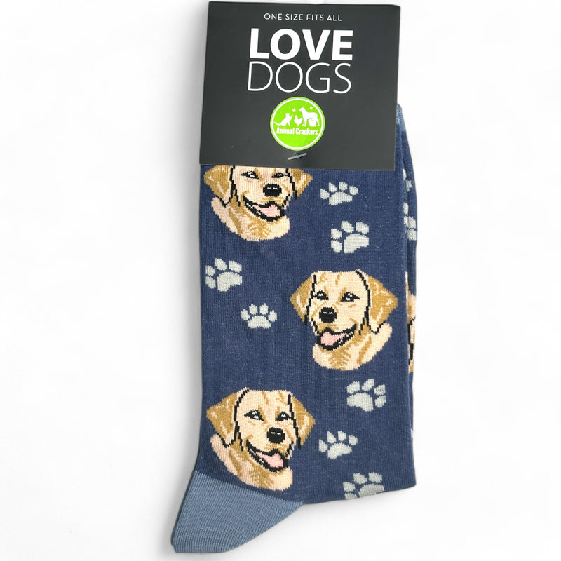 Animal Crackers Golden Labrador design socks, quality cotton mix, Women's or Men's sizes