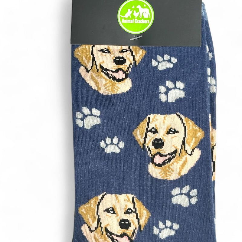 Animal Crackers Golden Labrador design socks, quality cotton mix, Women's or Men's sizes