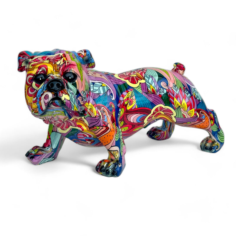 Groovy Art coloured Standing English Bulldog ornament figurine Dog lover gift