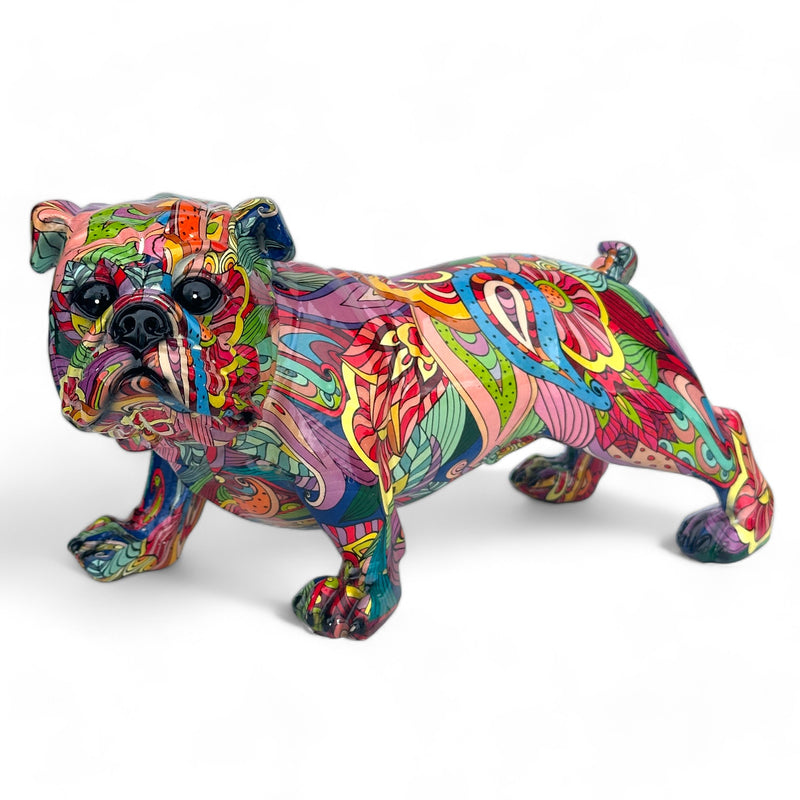 Groovy Art coloured Standing English Bulldog ornament figurine Dog lover gift