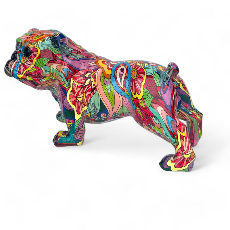 Groovy Art coloured Standing English Bulldog ornament figurine Dog lover gift