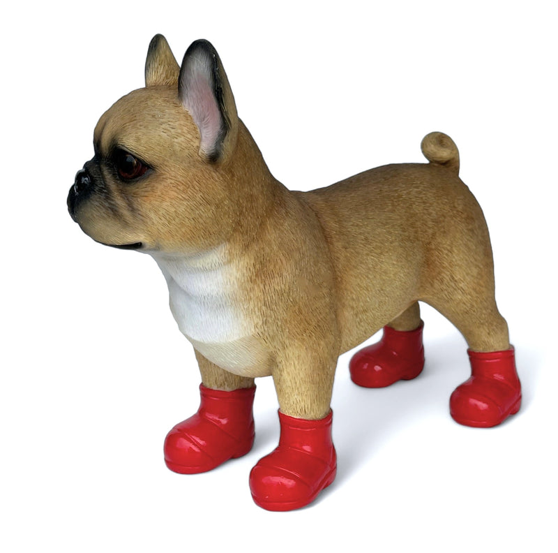 Large French Bulldog in Red Wellingtons 'Welly Dog' figurine home or garden decoration (25cm)