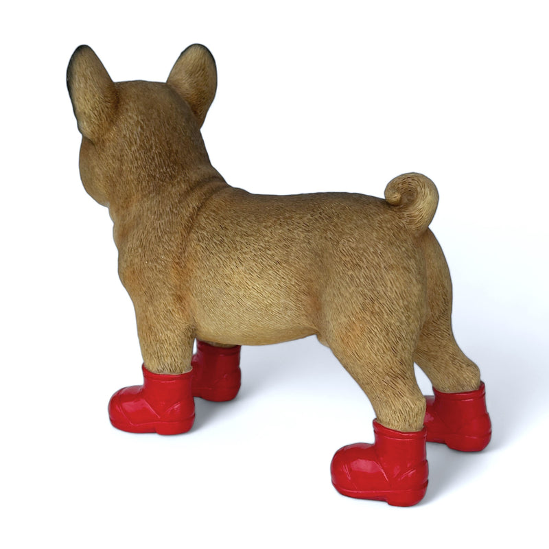 Large French Bulldog in Red Wellingtons 'Welly Dog' figurine home or garden decoration (25cm)