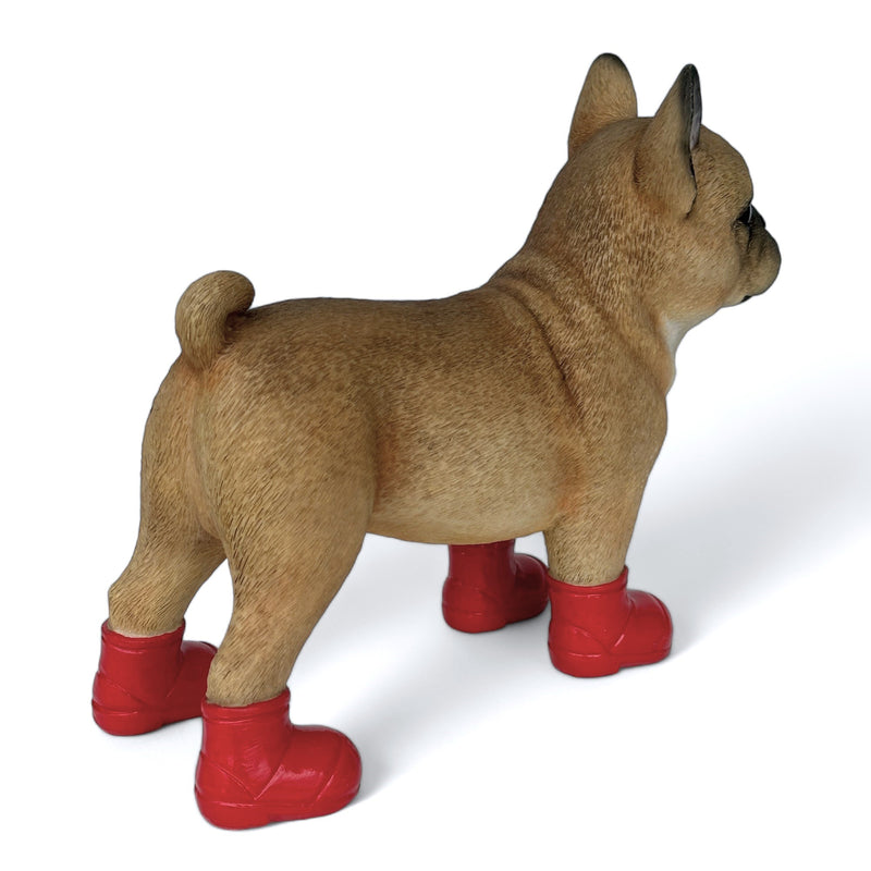 Large French Bulldog in Red Wellingtons 'Welly Dog' figurine home or garden decoration (25cm)