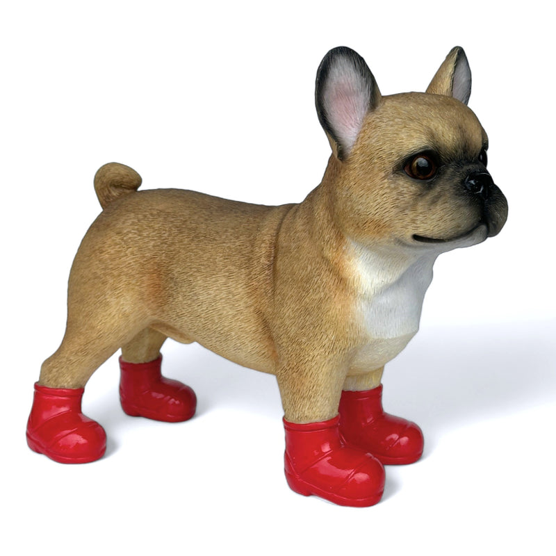 Large French Bulldog in Red Wellingtons 'Welly Dog' figurine home or garden decoration (25cm)