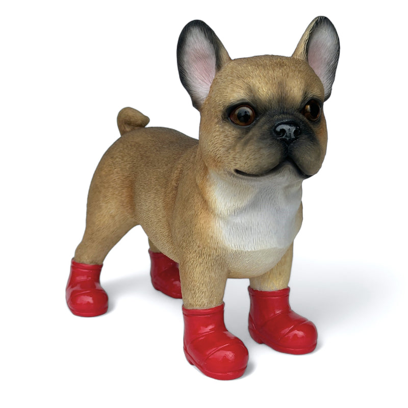 Large French Bulldog in Red Wellingtons 'Welly Dog' figurine home or garden decoration (25cm)