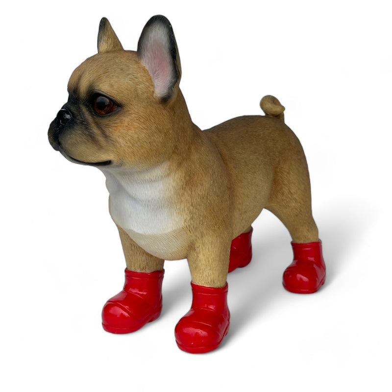 Large French Bulldog in Red Wellingtons 'Welly Dog' figurine home or garden decoration (25cm)