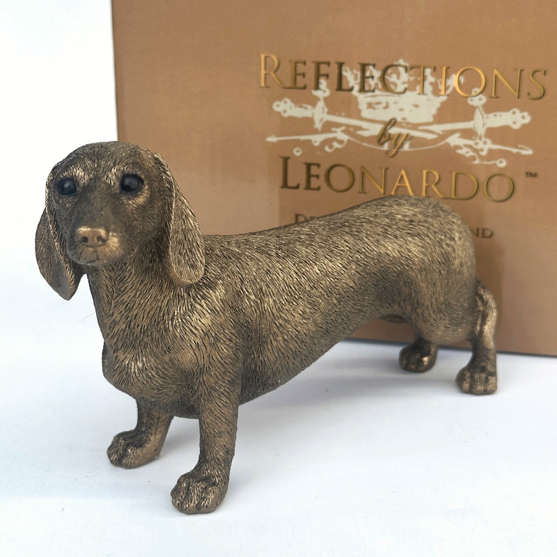 Dachshund figurine from the Leonardo Reflections Bronzed range, gift boxed