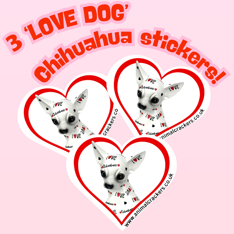 Set of 3 stickers - Love Dogs Chihuahua - FREE WITH PURCHASE OF CHIHUAHUA LOVE DOG FIGURINE