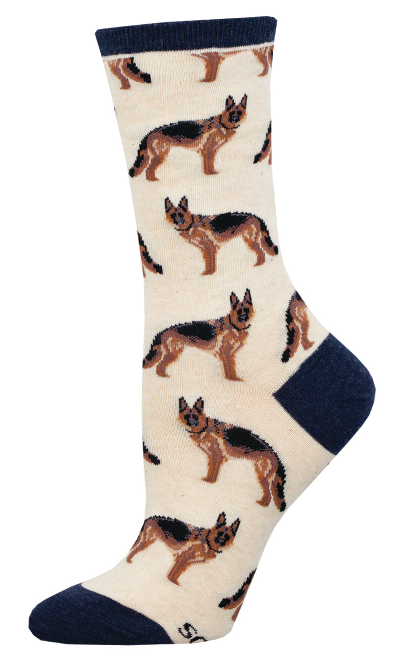 Socksmith 'GERMAN SHEPHERD' German Shepherd Dog design Women's Socks - IVORY (6 PACK)