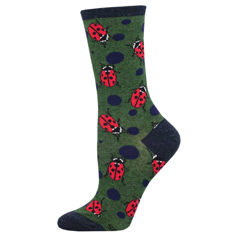 Socksmith 'Ladybird' design Women's quality Cotton mix crew socks, bright colours and fun design, one size (fits UK size 3 to 8.5)