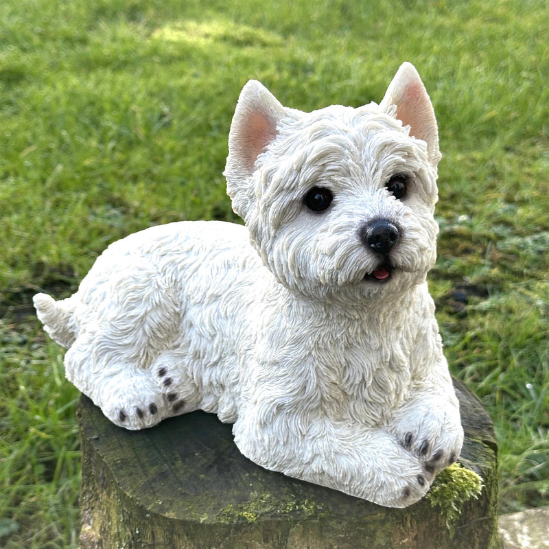 West Highland Terrier figurine in an alert pose, home or garden decoration (26cm)