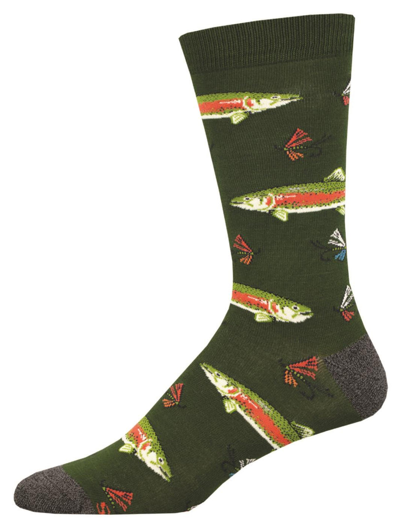 Socksmith 'STOUT TROUT' Fish design Men's quality Bamboo mix crew socks, bright colours and fun design, one size (fits UK size 6.5 to 11.5)