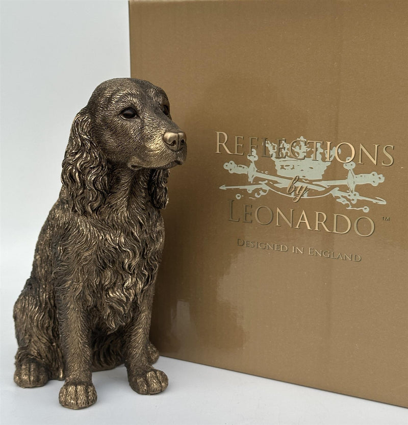 Spaniel ornament figurine, Leonardo Reflections Bronzed range, gift boxed