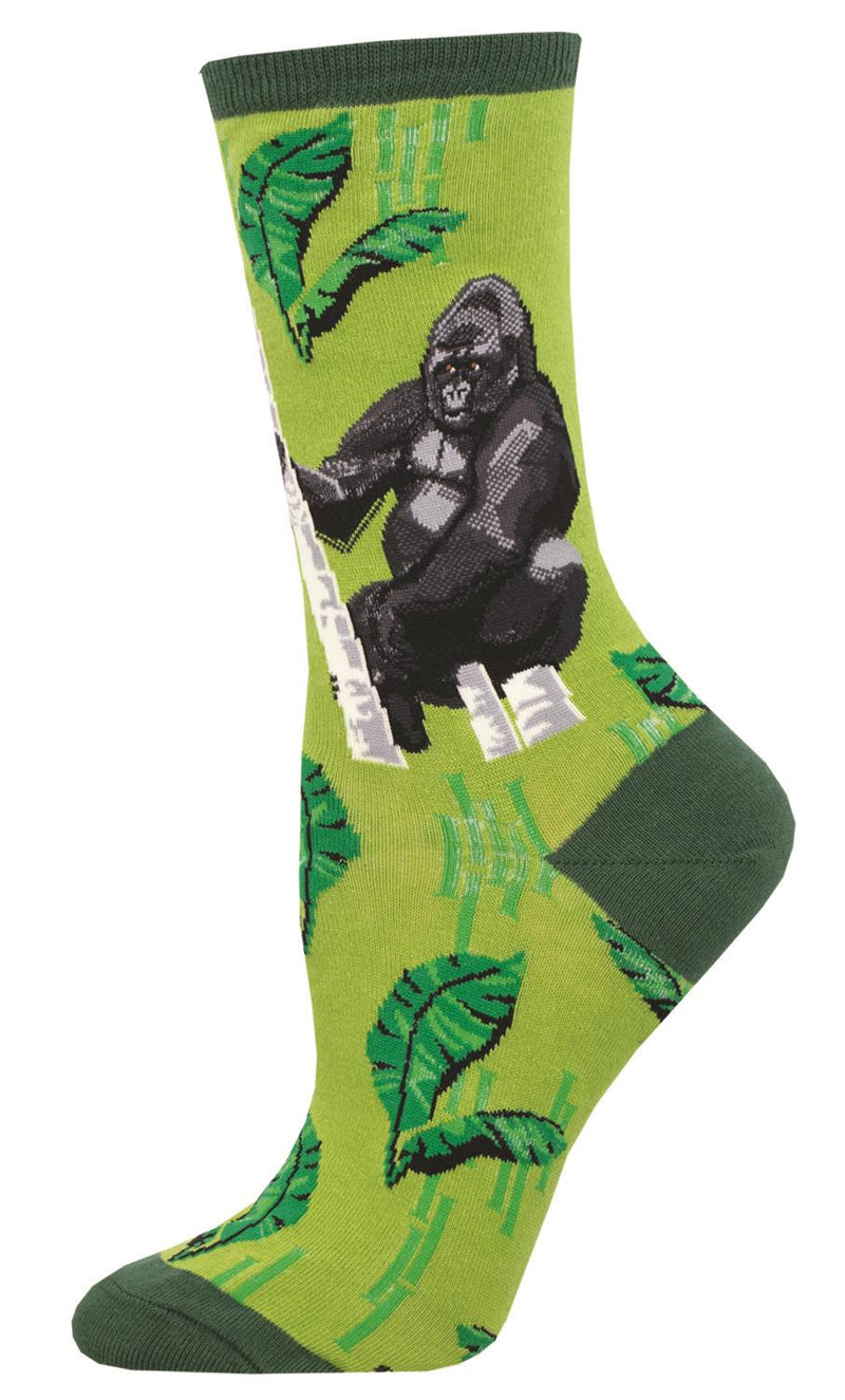 Socksmith 'Gorilla' design Women's quality Cotton mix crew socks, bright colours and fun design, one size (fits UK size 3 to 8.5)