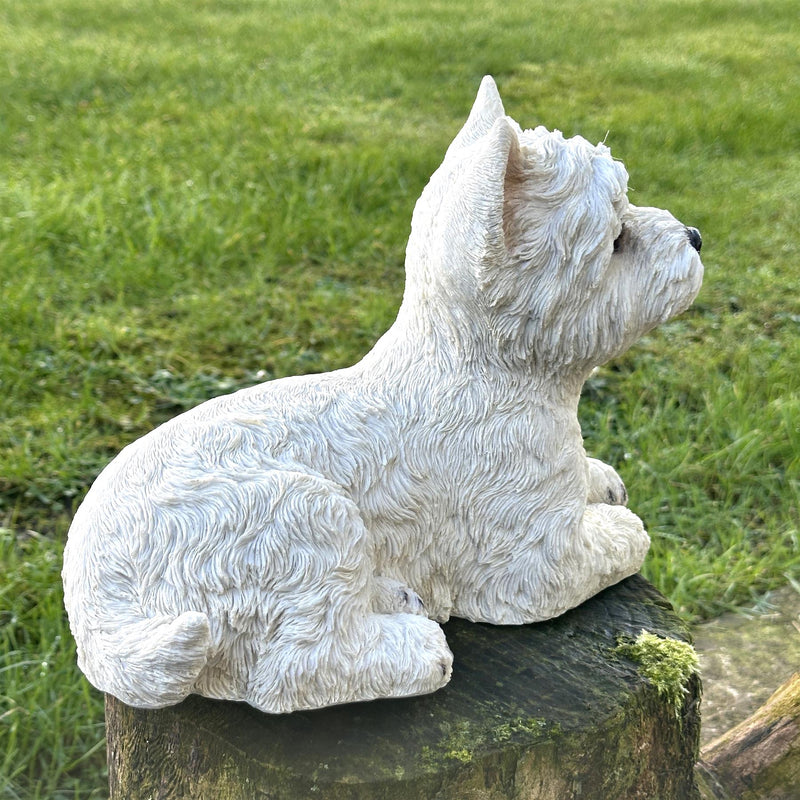 West Highland Terrier figurine in an alert pose, home or garden decoration (26cm)