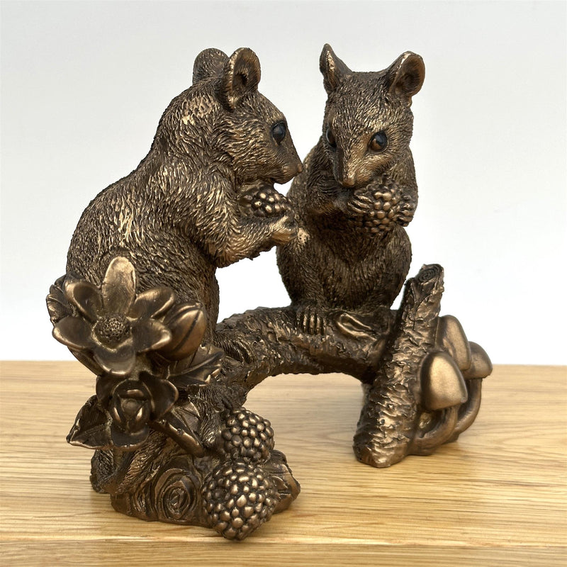 Two Mice on Branch figurine, Leonardo Reflections Bronzed range, gift boxed