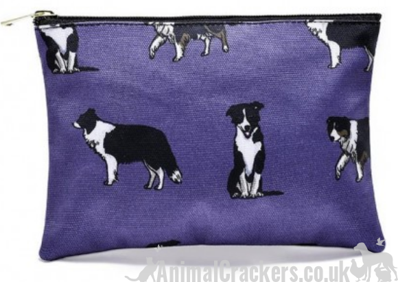 Blue BORDER COLLIE Cosmetic makeup bag in choice of two sizes, great Sheepdog lover gift