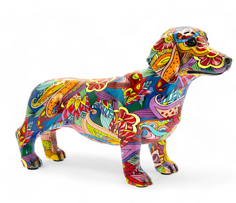 GROOVY ART bright coloured Dachshund ornament figurine Sausage Dog lover gift